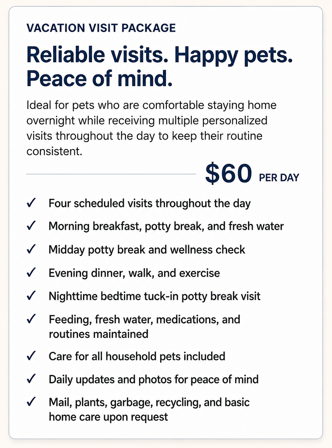 Vacation Visit Package flyer
